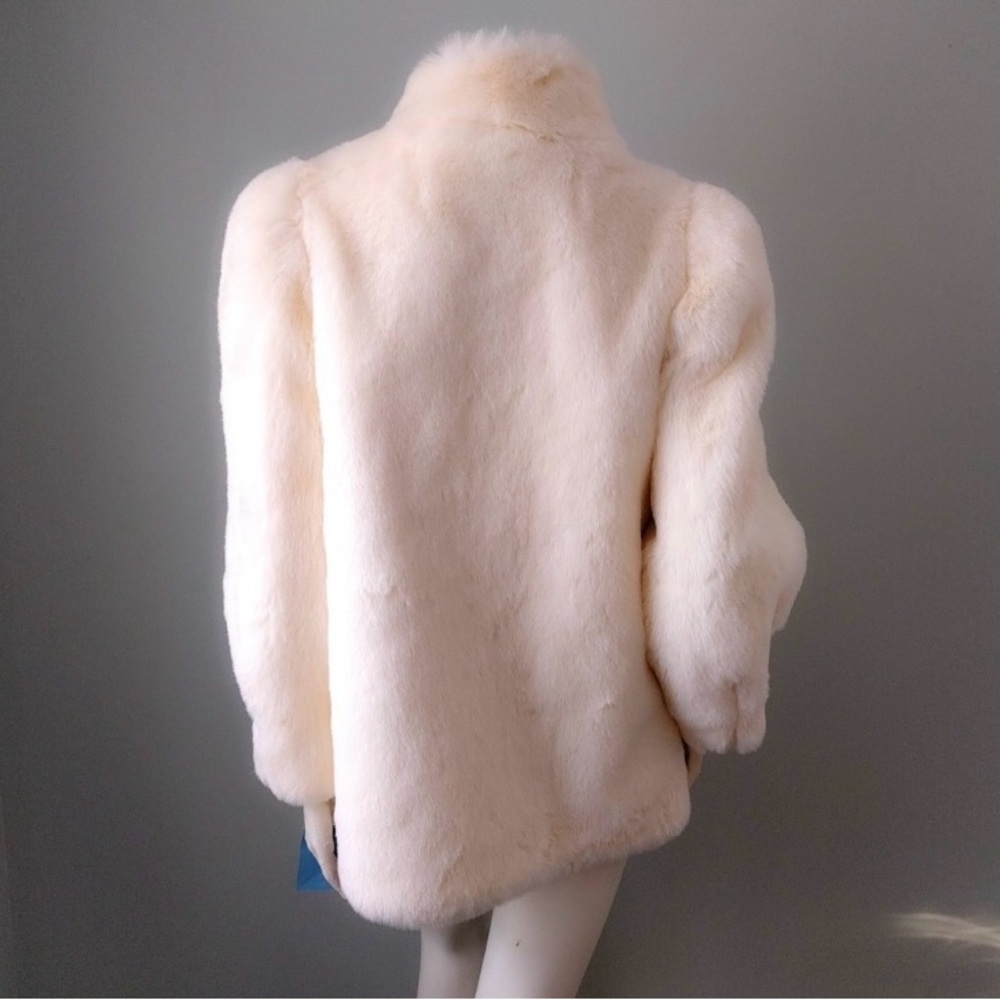 Vintage 80s White Faux Mink Fur Coat - Picture 3 of 5